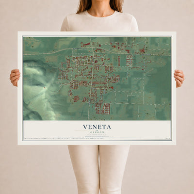 Map of Veneta, Oregon, 24 x 36 inch unframed archival matte print