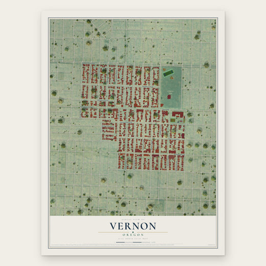 Vernon, Oregon map print, the full design