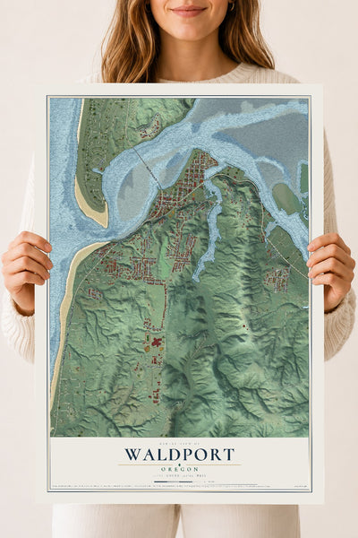 Map of Waldport, Oregon, 18 x 24 inch unframed archival matte print