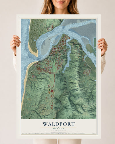 Map of Waldport, Oregon, 24 x 36 inch unframed archival matte print