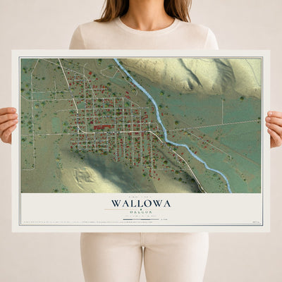 Map of Wallowa, Oregon, 18 x 24 inch unframed archival matte print
