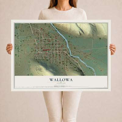 Map of Wallowa, Oregon, 24 x 36 inch unframed archival matte print