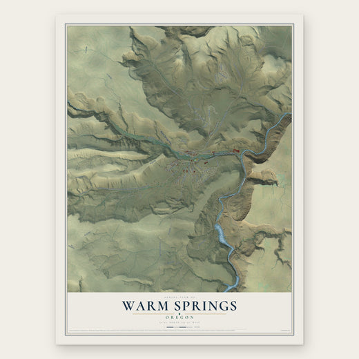Warm Springs, Oregon map print, the full design