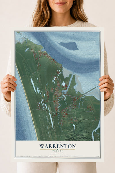 Map of Warrenton, Oregon, 18 x 24 inch unframed archival matte print