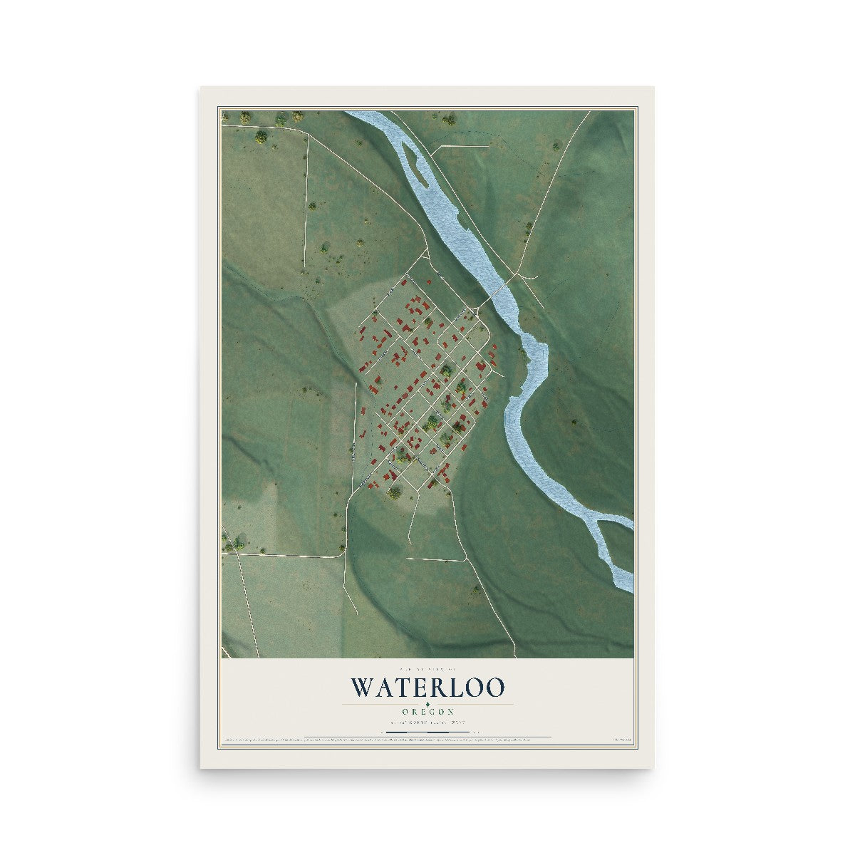 Map of Waterloo, Oregon, 12 x 18 inch unframed archival matte print