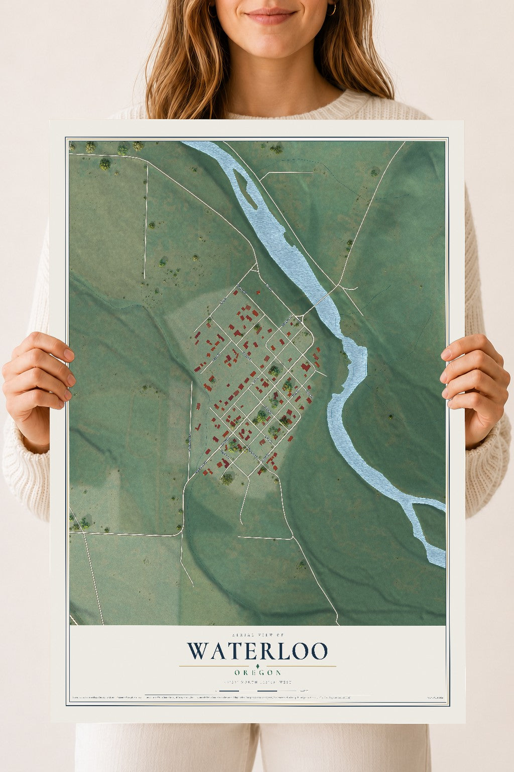 Map of Waterloo, Oregon, 18 x 24 inch unframed archival matte print
