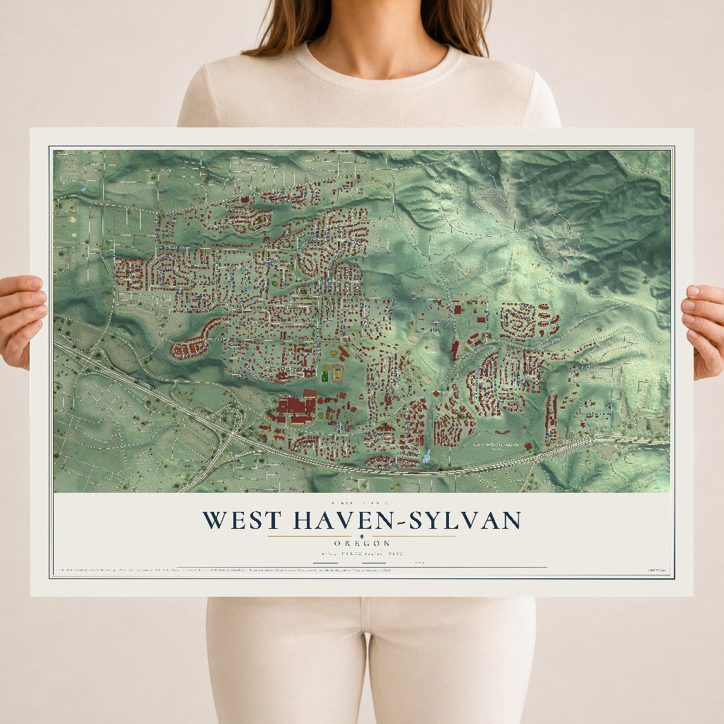 Map of West Haven-Sylvan, Oregon, 18 x 24 inch unframed archival matte print