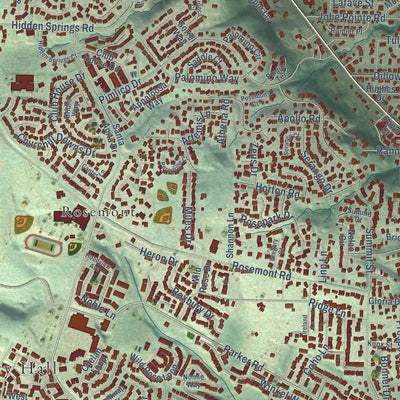 Close-up of the map of West Linn, Oregon print showing street and building detail