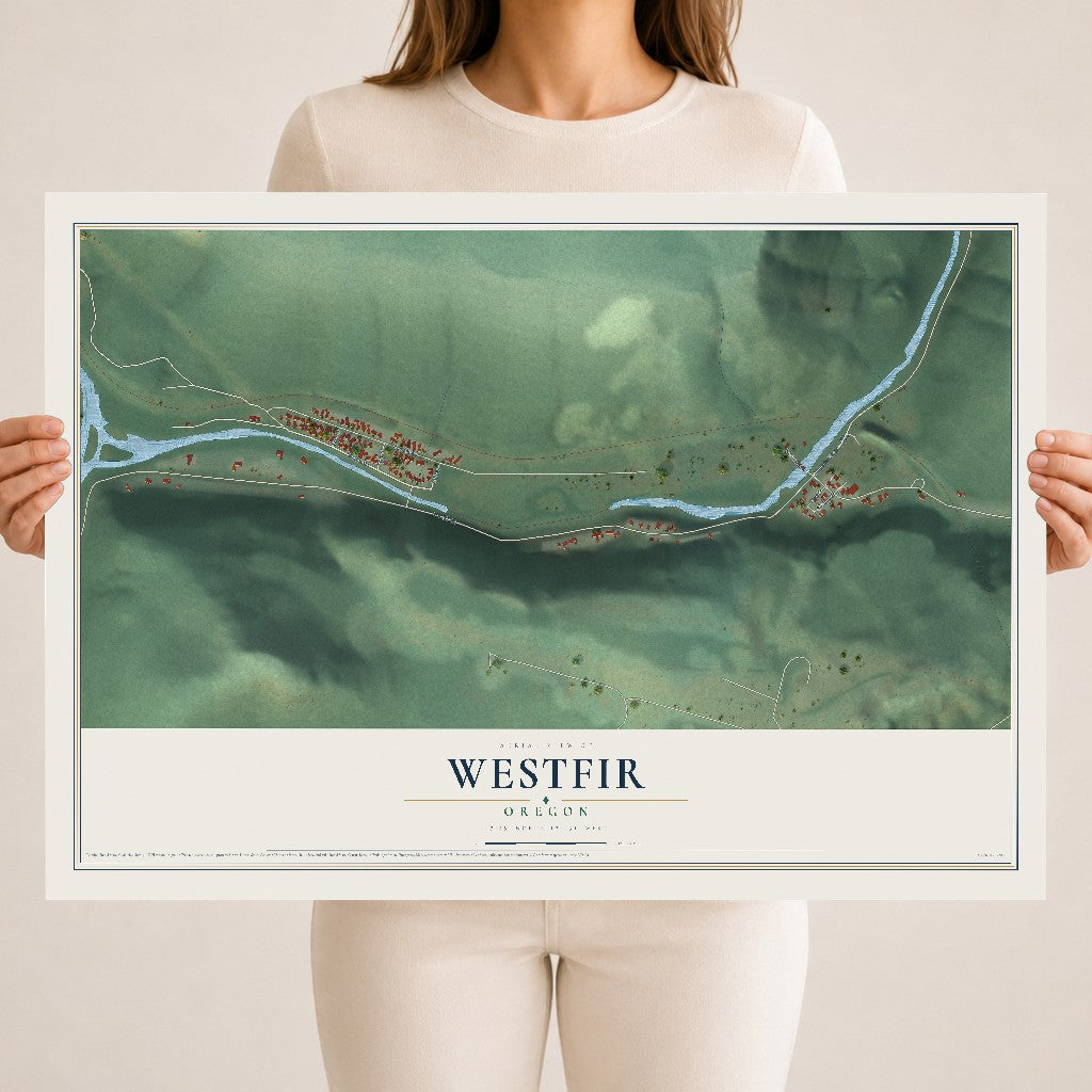 Map of Westfir, Oregon, 18 x 24 inch unframed archival matte print
