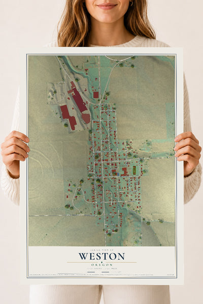 Map of Weston, Oregon, 18 x 24 inch unframed archival matte print
