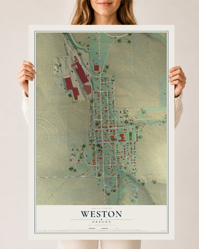 Map of Weston, Oregon, 24 x 36 inch unframed archival matte print