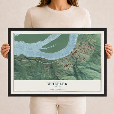 Map of Wheeler, Oregon, 12 x 18 inch print in a black wood frame