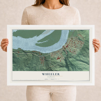 Map of Wheeler, Oregon, 12 x 18 inch print in a white wood frame