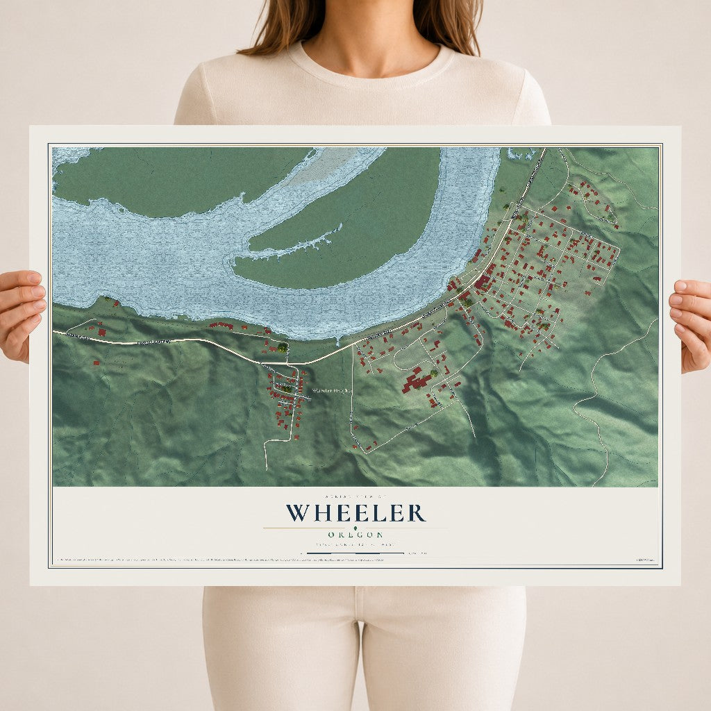 Map of Wheeler, Oregon, 18 x 24 inch unframed archival matte print