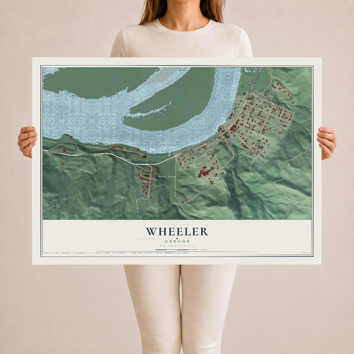 Map of Wheeler, Oregon, 24 x 36 inch unframed archival matte print