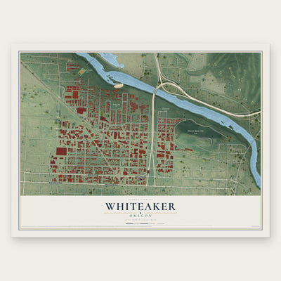 Whiteaker, Oregon map print, the full design