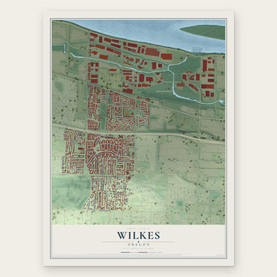 Wilkes, Oregon map print, the full design