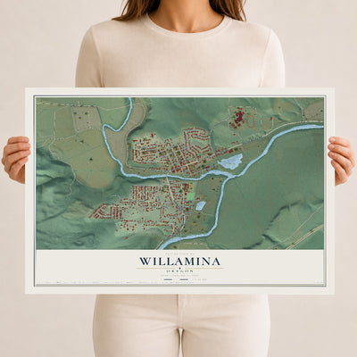 Map of Willamina, Oregon, 12 x 18 inch unframed archival matte print