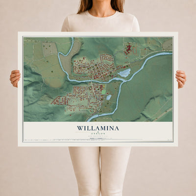 Map of Willamina, Oregon, 24 x 36 inch unframed archival matte print