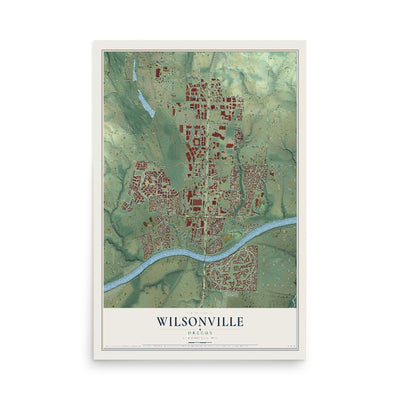 Map of Wilsonville, Oregon, 12 x 18 inch unframed archival matte print