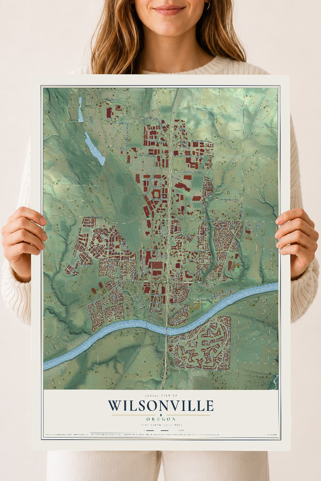 Map of Wilsonville, Oregon, 18 x 24 inch unframed archival matte print