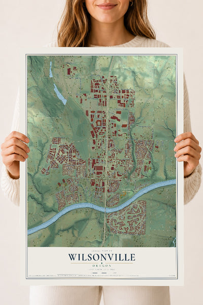 Map of Wilsonville, Oregon, 18 x 24 inch unframed archival matte print