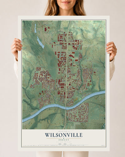 Map of Wilsonville, Oregon, 24 x 36 inch unframed archival matte print