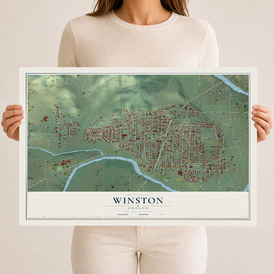 Map of Winston, Oregon, 12 x 18 inch unframed archival matte print