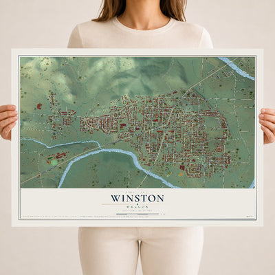 Map of Winston, Oregon, 18 x 24 inch unframed archival matte print