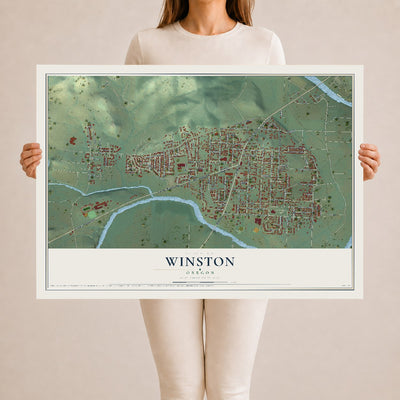 Map of Winston, Oregon, 24 x 36 inch unframed archival matte print