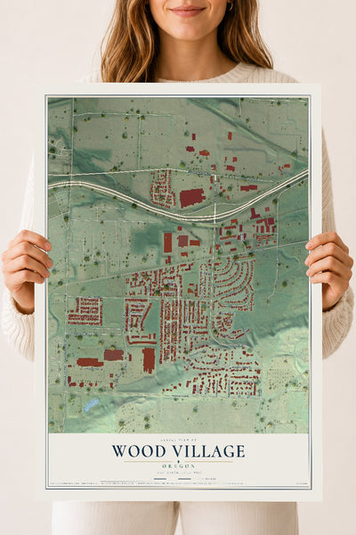 Map of Wood Village, Oregon, 18 x 24 inch unframed archival matte print