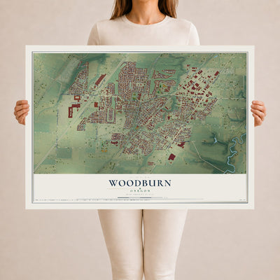 Map of Woodburn, Oregon, 24 x 36 inch unframed archival matte print