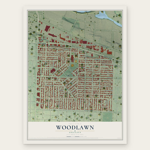 Woodlawn, Oregon map print, the full design