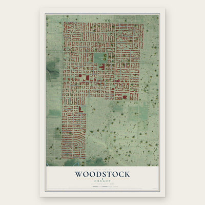 Woodstock, Oregon map print, the full design