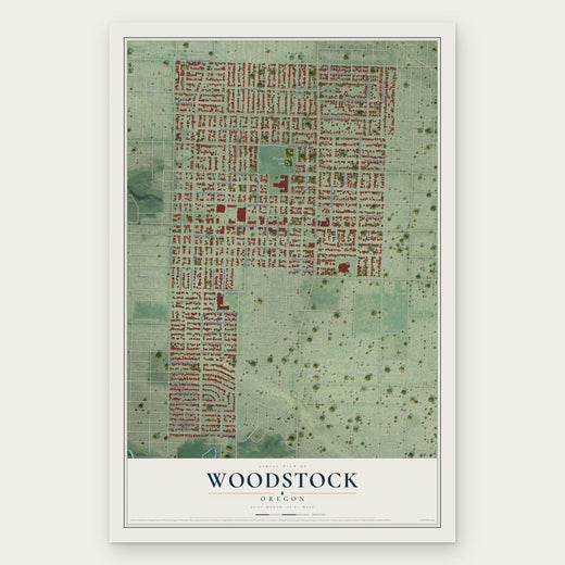 Woodstock, Oregon map print, the full design