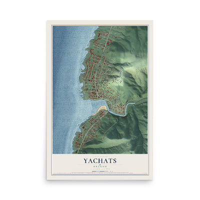 Map of Yachats, Oregon, 12 x 18 inch unframed archival matte print