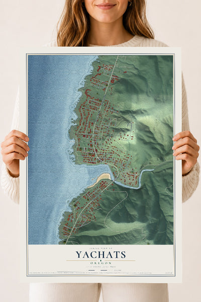 Map of Yachats, Oregon, 18 x 24 inch unframed archival matte print