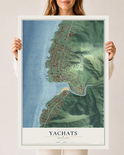 Map of Yachats, Oregon, 24 x 36 inch unframed archival matte print