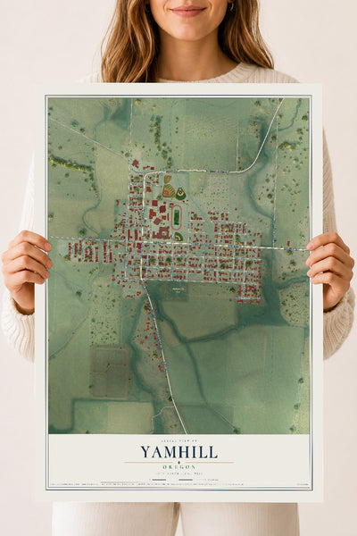 Map of Yamhill, Oregon, 18 x 24 inch unframed archival matte print