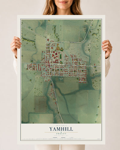 Map of Yamhill, Oregon, 24 x 36 inch unframed archival matte print