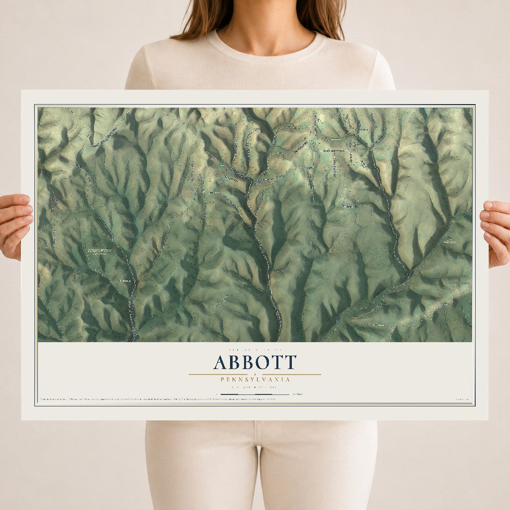 Map of Abbott, Pennsylvania, 18 x 24 inch unframed archival matte print