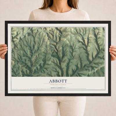 Map of Abbott, Pennsylvania, 18 x 24 inch print in a black wood frame