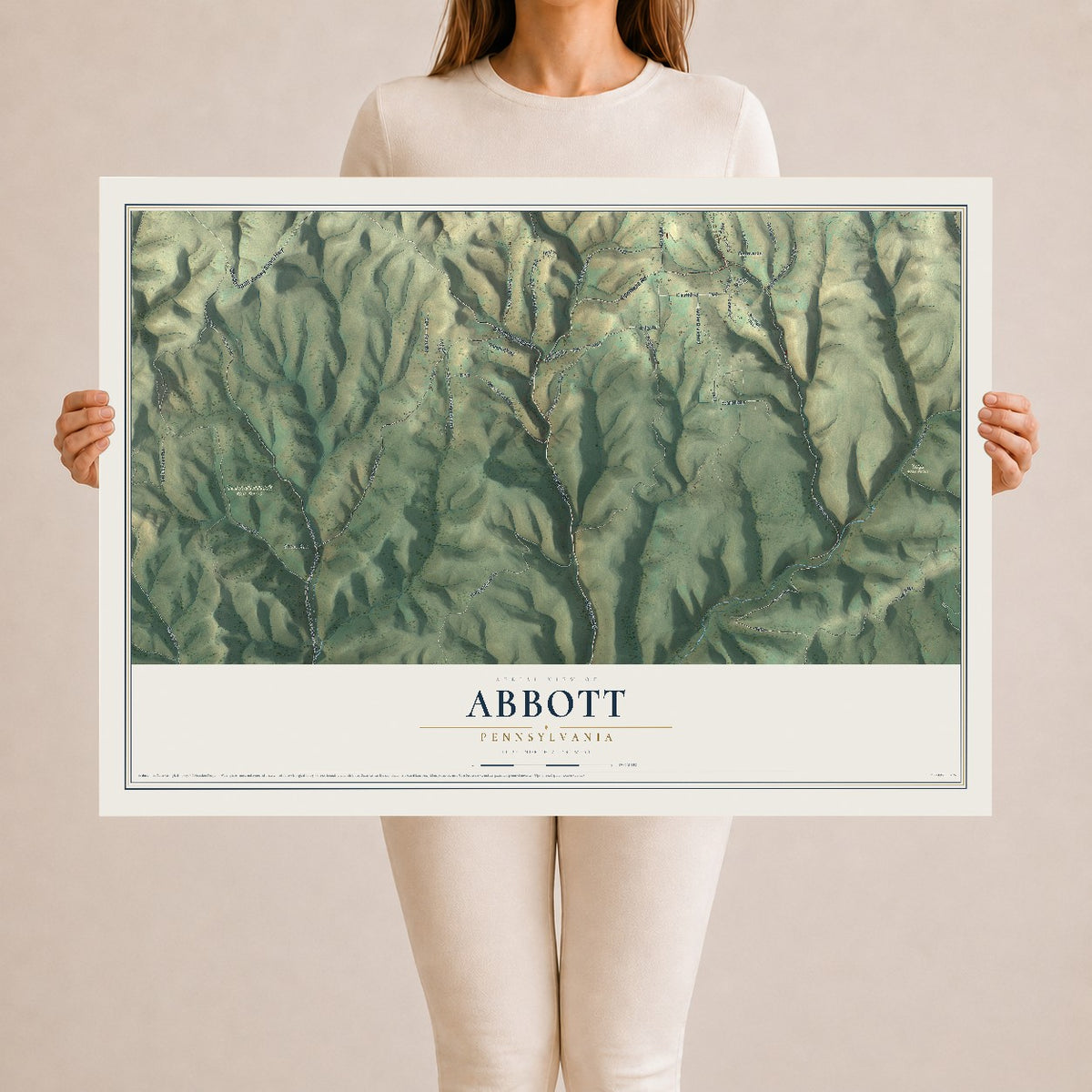 Map of Abbott, Pennsylvania, 24 x 36 inch unframed archival matte print