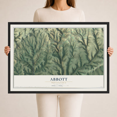 Map of Abbott, Pennsylvania, 24 x 36 inch print in a black wood frame