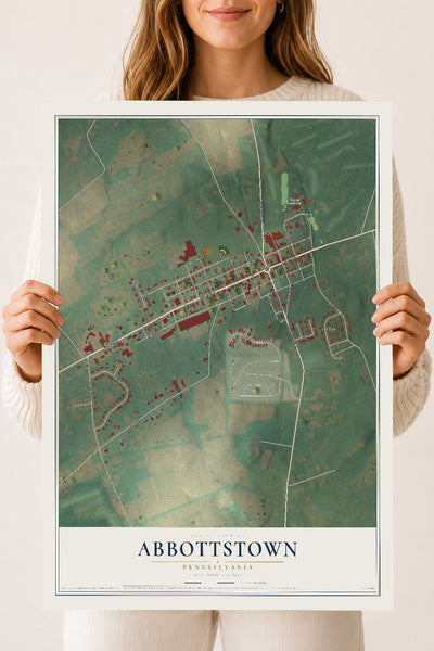 Map of Abbottstown, Pennsylvania, 18 x 24 inch unframed archival matte print