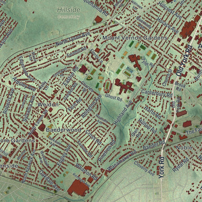 Close-up of the map of Abington, Pennsylvania print showing street and building detail