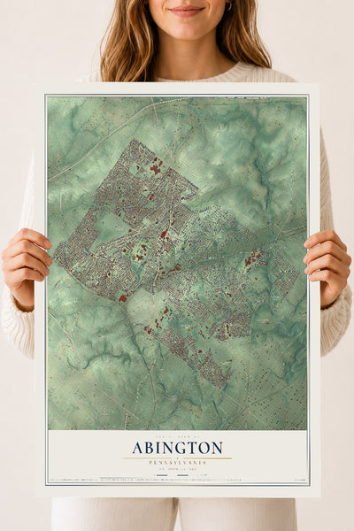 Map of Abington, Pennsylvania, 18 x 24 inch unframed archival matte print