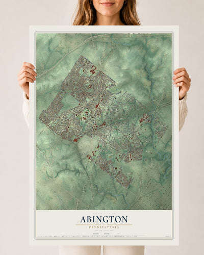 Map of Abington, Pennsylvania, 24 x 36 inch unframed archival matte print