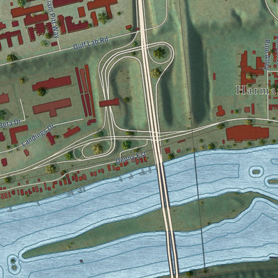 Close-up of the map of Acmetonia, Pennsylvania print showing street and building detail