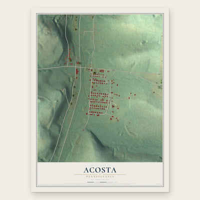 Acosta, Pennsylvania map print, the full design